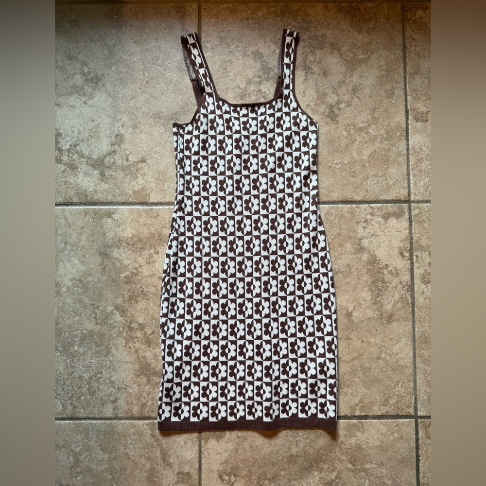 NWOT Hollister Floral Checkered Sweater Mini Dress